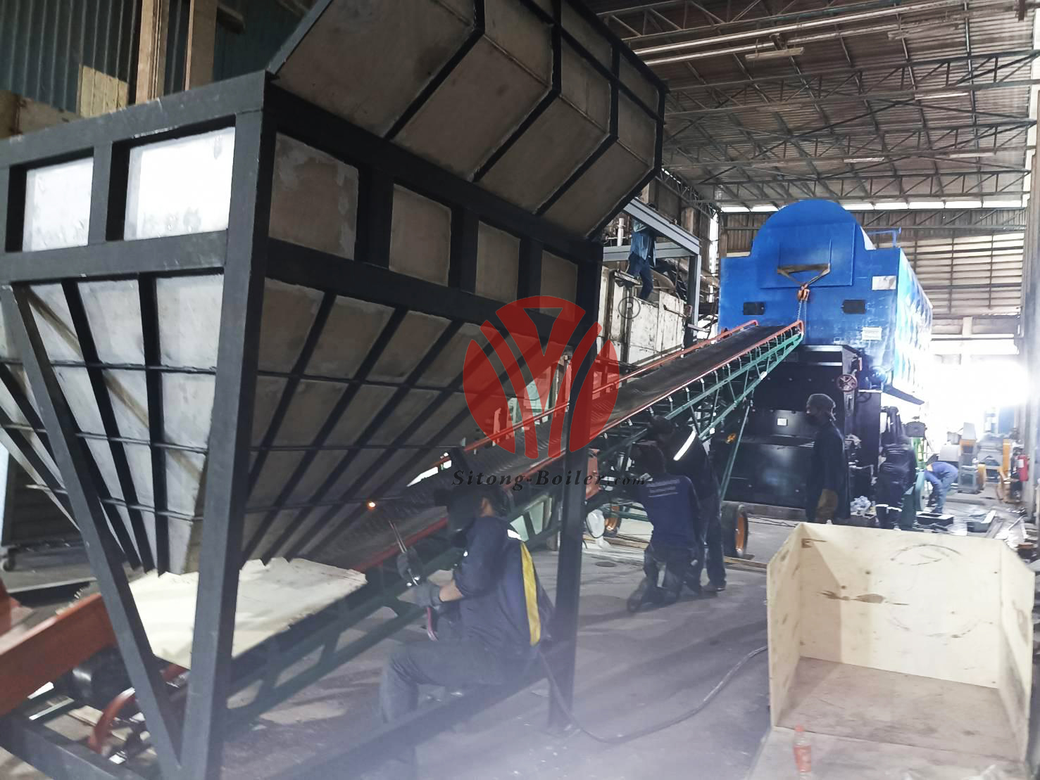 8ton Palm Shell Biomass Steam Boiler Used in the Pet Food Factory of Thailand